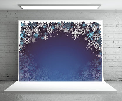 Toile de fond décors de photographie de Noël bleu flocon de neige pour la photographie