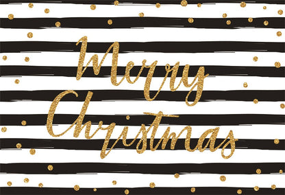 Toile de fond décors de photographie de joyeux Noël à rayures blanches et noires