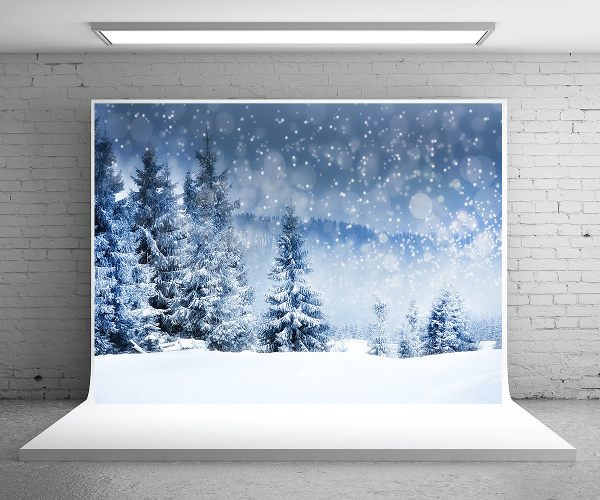 Toile de fond de neige pour la photographie photo de forêt d'hiver
