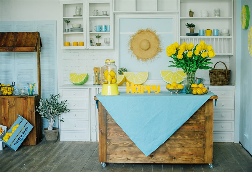 Toile de fond de jardin citron pour la photographie