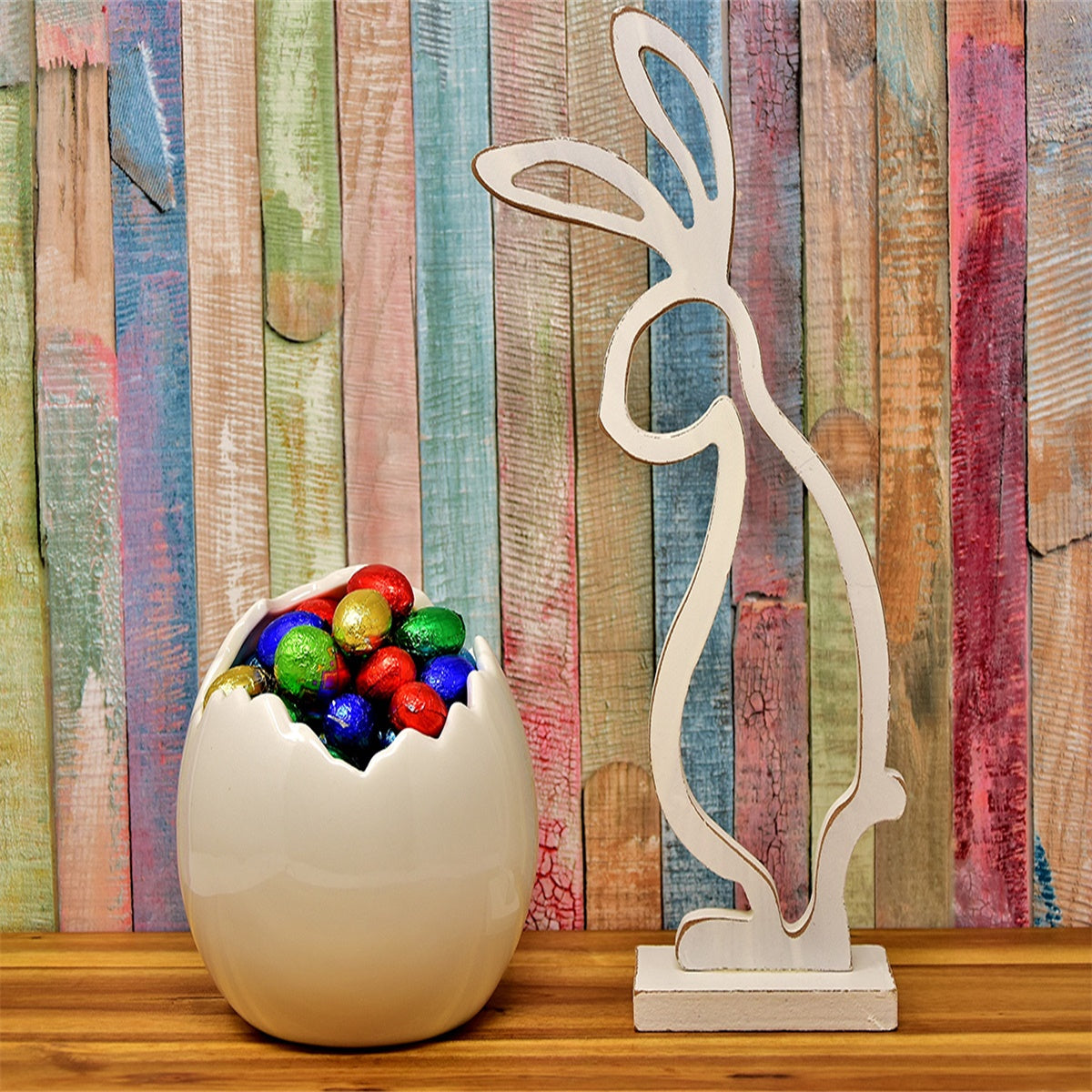 Toile de fond de Pâques en bois coloré