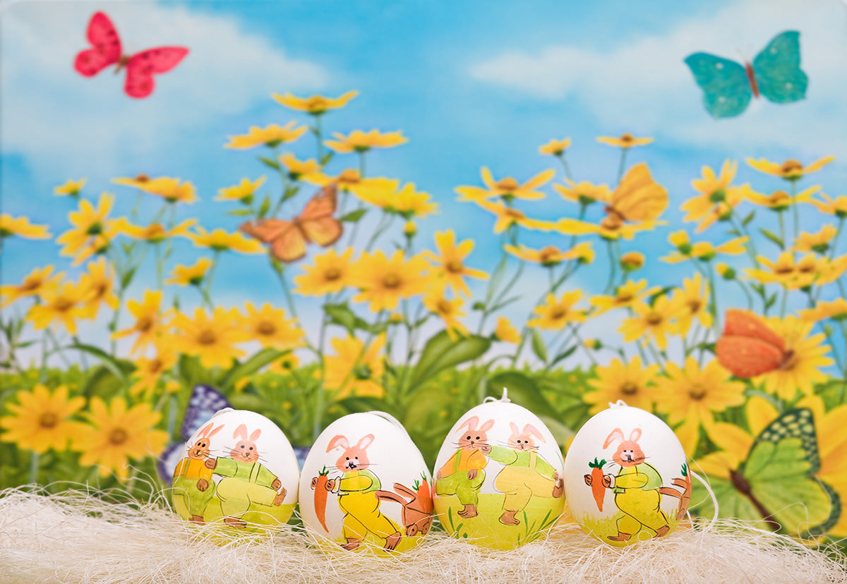 Toile de fond joyeuses Pâques printemps fleurs décors pour la photographie