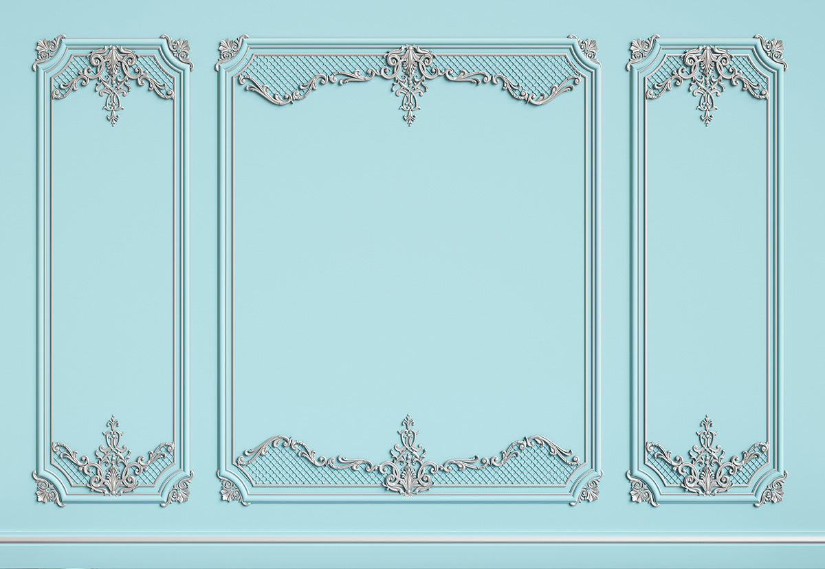 Toile de fond de mur d'art bleu clair pour la mariage
