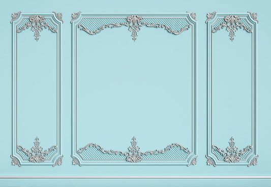 Toile de fond de mur d'art bleu clair pour la mariage
