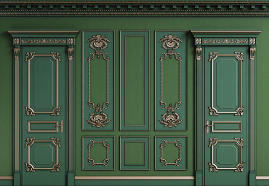 Toile de fond décors de mur vert de conception antique pour le mariage