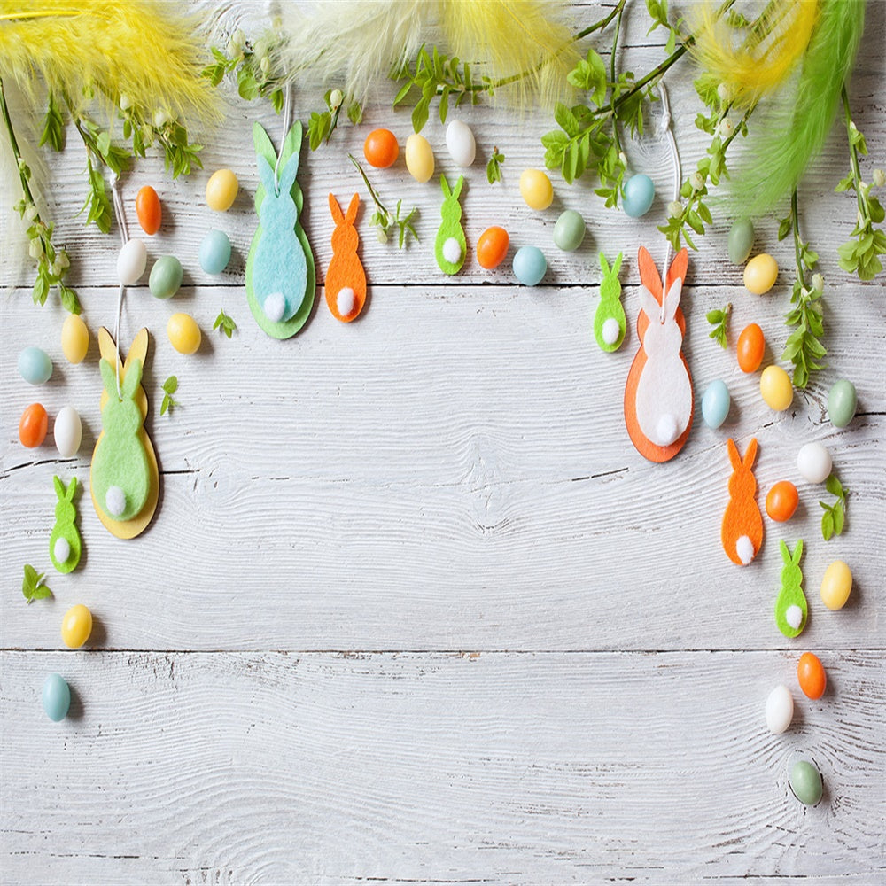 Toile de fond d'oeufs colorés Pâques lapin plume photographie décors