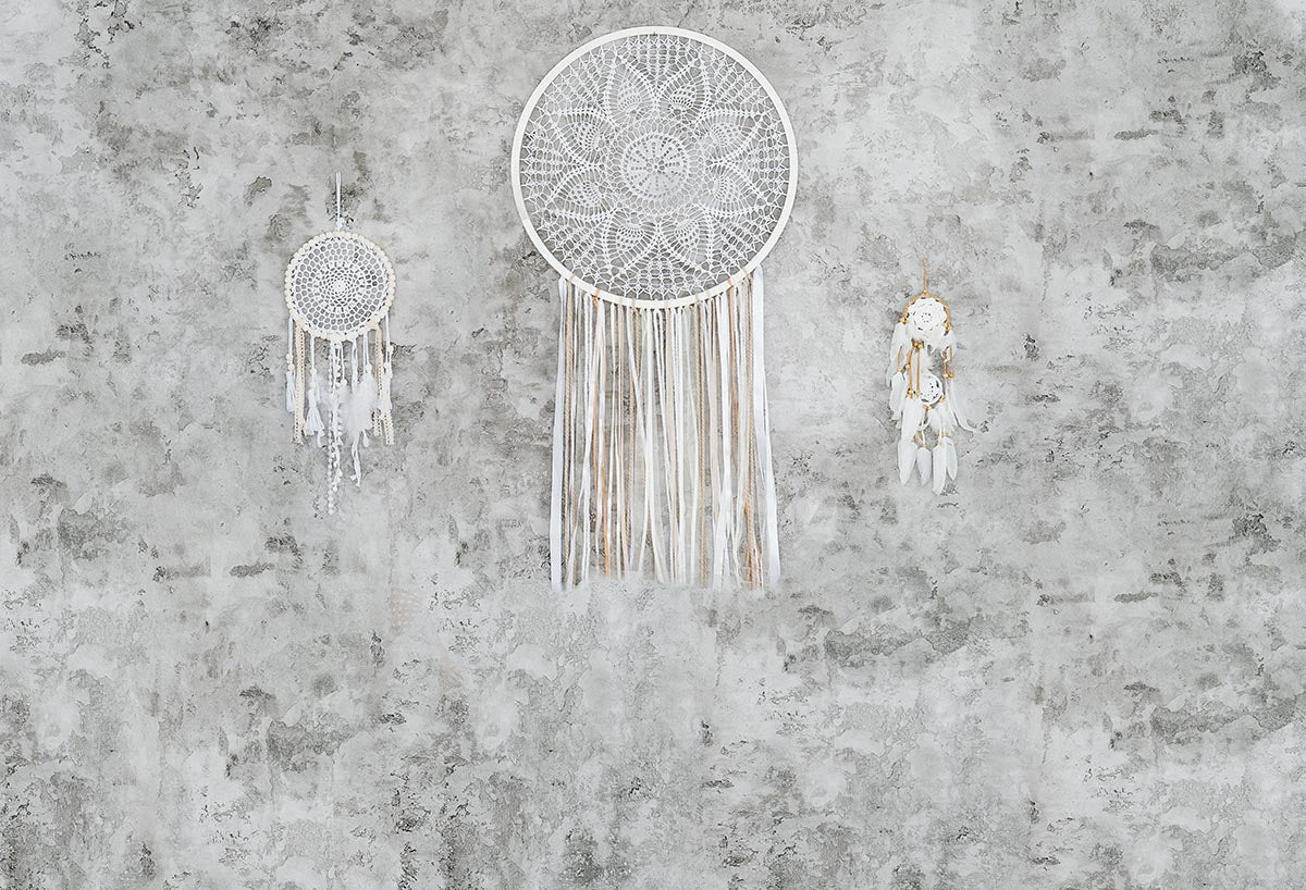 Toile de fond décors de photographie de bohême de mur gris de printemps