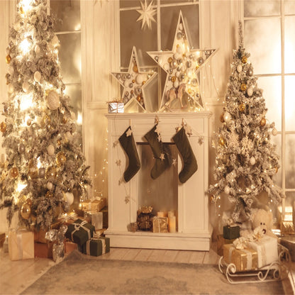 Toile de fond de photo d'arbre de Noël de ruban pour le studio