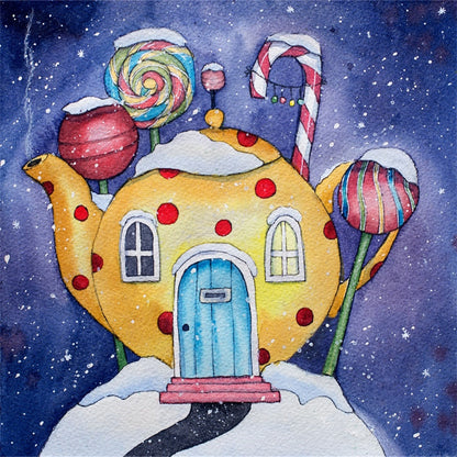 Toile de fond décors de photographie de Noël théière d'hiver de neige