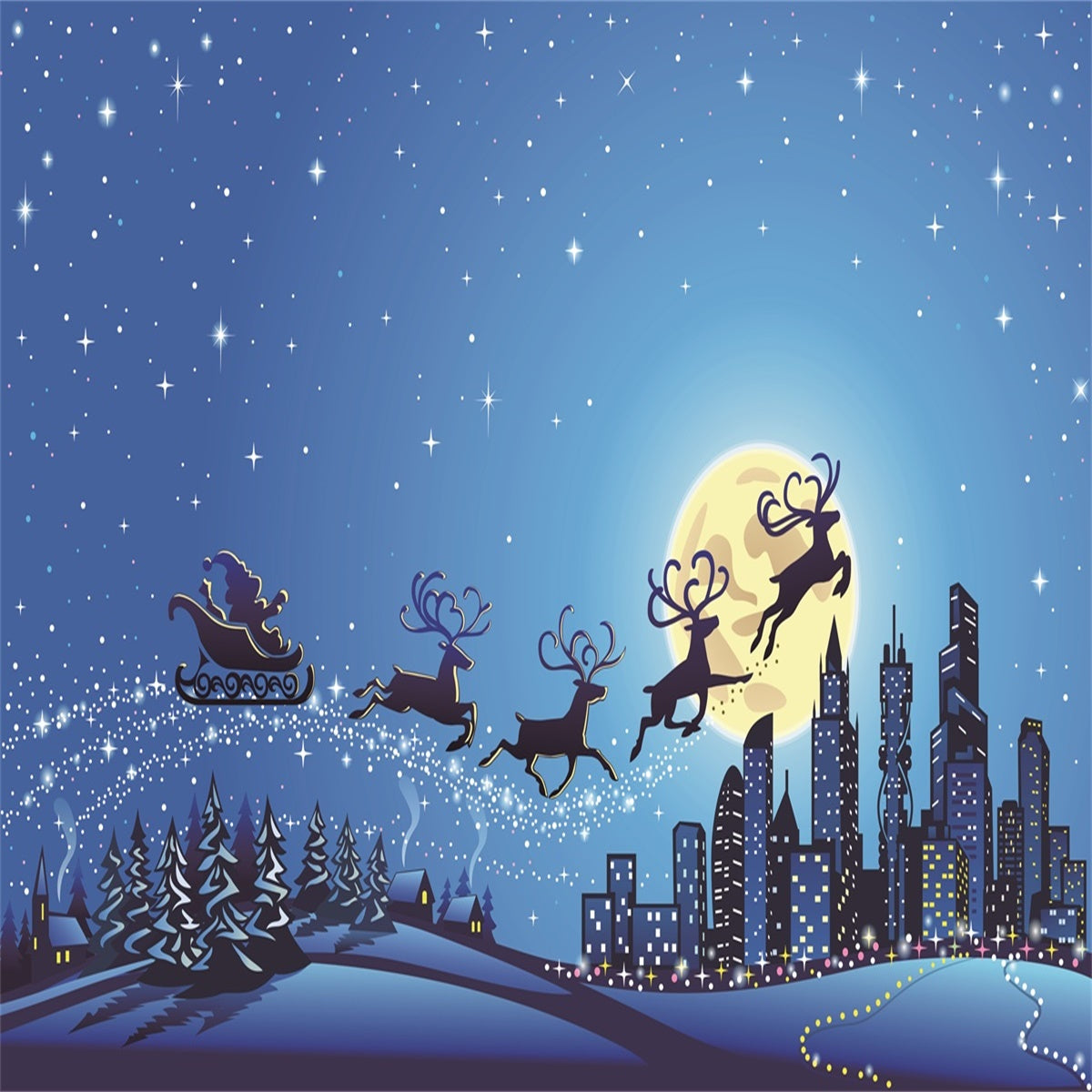 Santa Claus Super City Christmas Backdrops Big Moon