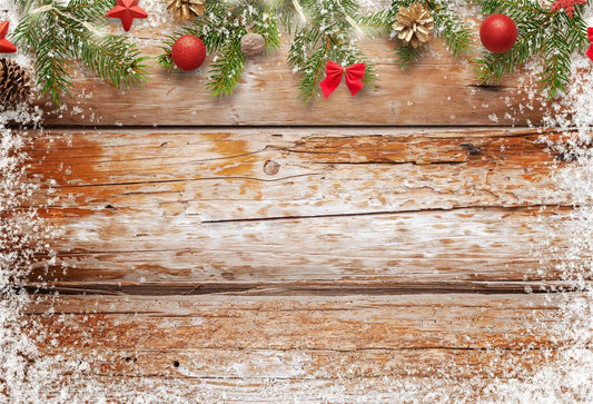 Wood Christmas with Snowflake Photography Backdrops