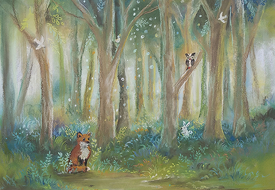 Toile de fond de jungle des animaux de la forêt verte renard pour la photographie de bébé SBH0162