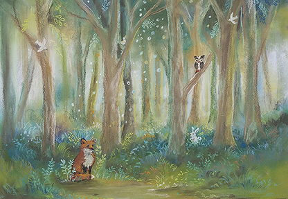 Toile de fond de jungle des animaux de la forêt verte renard pour la photographie de bébé SBH0162