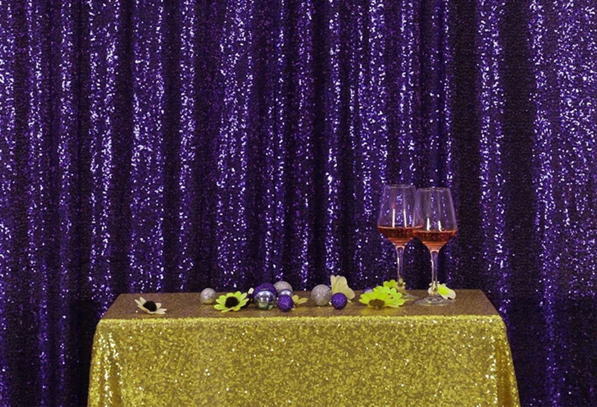 Toile de fond de photographie de paillettes violettes pour la fête