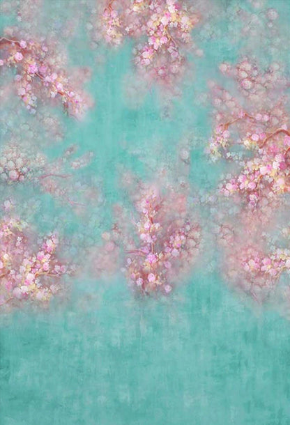 Toile de fond décors de photographie de portrait floral rose menthe pour la photo