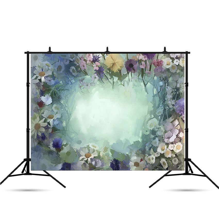 Toile de fond de peinture à l'huile vintage fleurs fond marguerite sakura abstrait photographie SBH0024