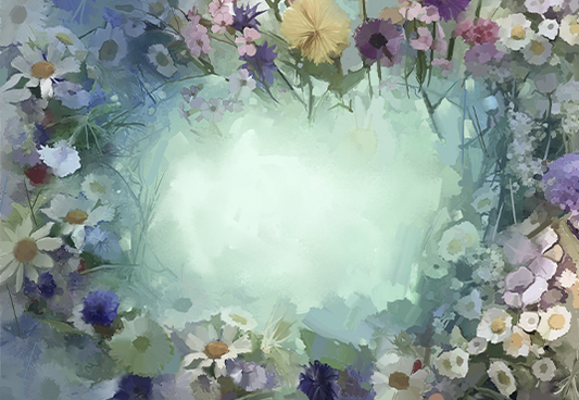 Toile de fond de peinture à l'huile vintage fleurs fond marguerite sakura abstrait photographie SBH0024