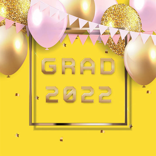 Toile de fond jaune décorations de ballon collège 2022 pour la fête de remise des diplômes SBH0073