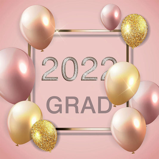 Toile de fond 2022 rose remise des diplômes décoration ballon doré diplômés pour la photographie SBH0074
