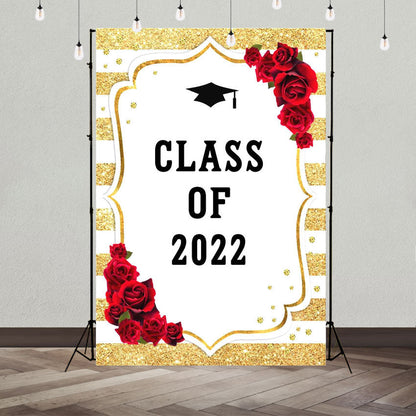 Toile de fond de fête de remise des diplômes à rayures et roses pour la photographie décorations de fête SBH0085