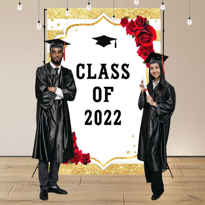 Toile de fond de fête de remise des diplômes à rayures et roses pour la photographie décorations de fête SBH0085