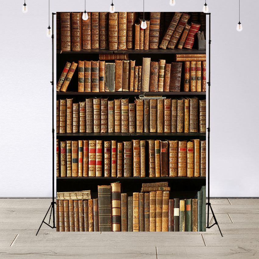Toile de fond de vieux livres sur étagère en bois de photographie SBH0107