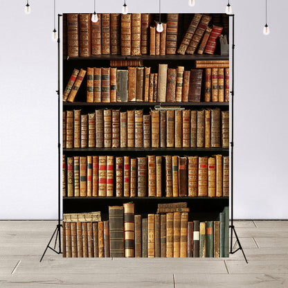 Toile de fond de vieux livres sur étagère en bois de photographie SBH0107