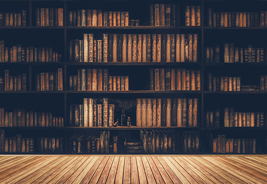 Toile de fond d'étagère à livres rétro photo décors plancher en bois de photographie SBH0108