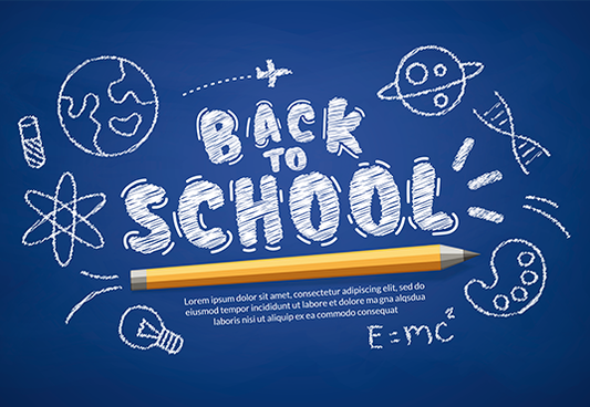 Toile de fond de retour à l'école sur fond de tableau bleu de photographie SBH0112