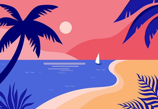 Toile de fond d'été palmier au bord de la mer plage vacances pour la photo SBH0124