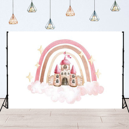 Toile de fond de château de nuage rose arc-en-ciel bohème pour la photographie SBH0130