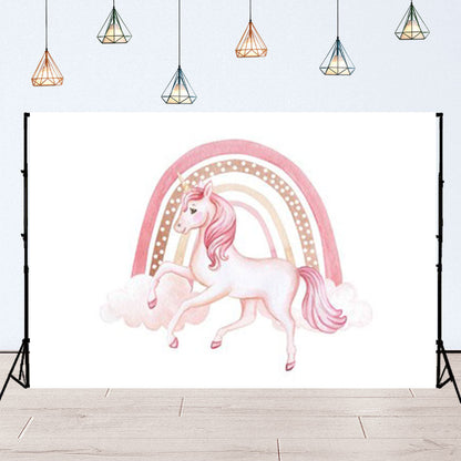 Toile de fond d'arc-en-ciel bohème licorne nuage rose pour la photographie SBH0131