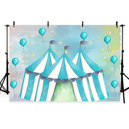Toile de fond de cirque bleu rayures enfants pour la photographie SBH0322