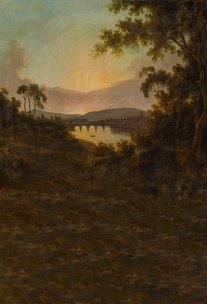 Toile de fond de photographie de peinture à l'huile de paysage de bord de rivière SBH0335