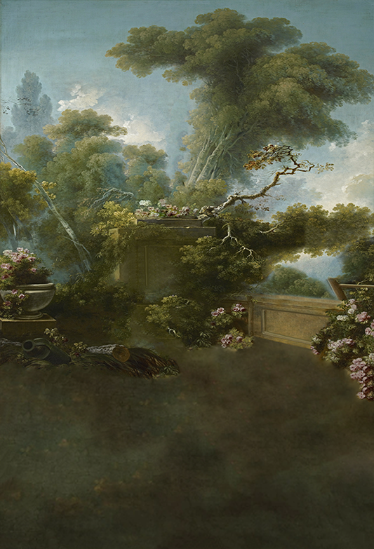 Toile de fond de photographie de peinture à l'huile de style jardin rétro SBH0370