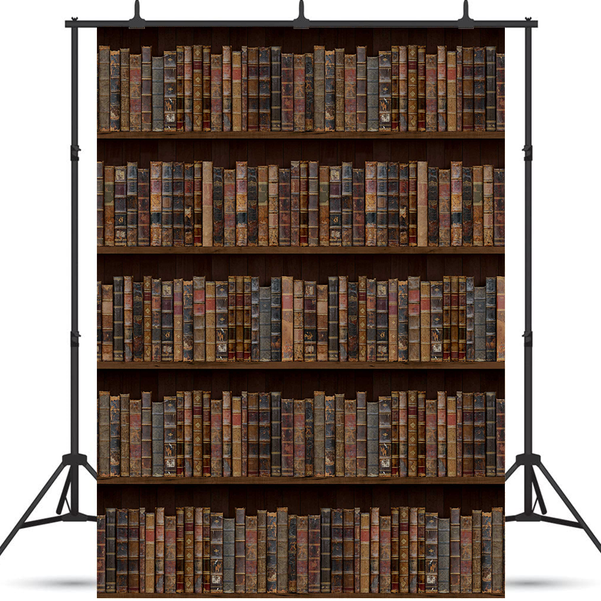 Toile de fond de photographie d'étagère à livres en bois noir vintage SBH0399