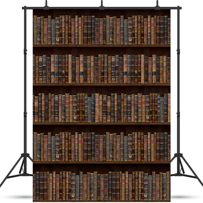Toile de fond de photographie d'étagère à livres en bois noir vintage SBH0399