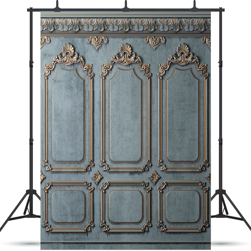 Toile de fond de peinture bleu stuc doré pour la photographie SBH0412