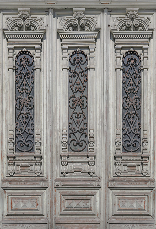 Toile de fond en tissu de porte en bois vintage incurvée SBH0432