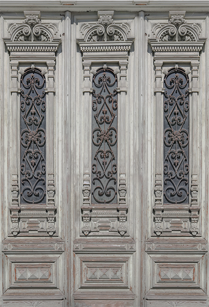 Toile de fond en tissu de porte en bois vintage incurvée SBH0432