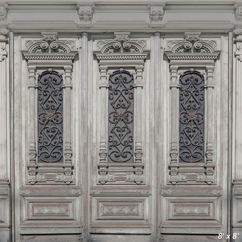 Toile de fond en tissu de porte en bois vintage incurvée SBH0432