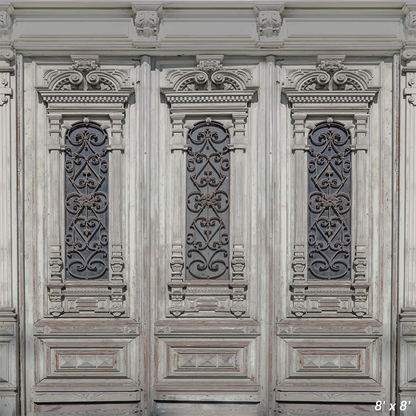 Toile de fond en tissu de porte en bois vintage incurvée SBH0432