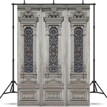 Toile de fond en tissu de porte en bois vintage incurvée SBH0432