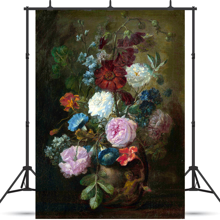 Toile de fond de peintures de fleurs de maître ancien pour photo SBH0434