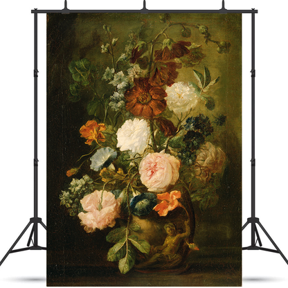 Toile de fond de peintures de fleurs de maître ancien pour photo SBH0435