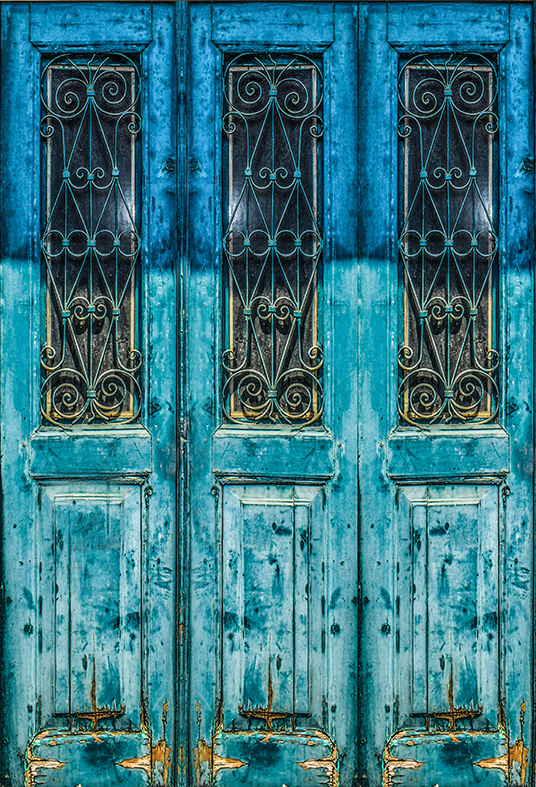 Toile de fond de porte bleue patinée antique pour photo SBH0438