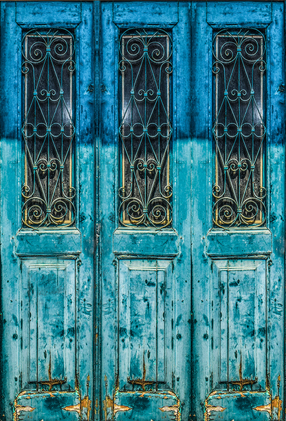 Toile de fond de porte bleue patinée antique pour photo SBH0438