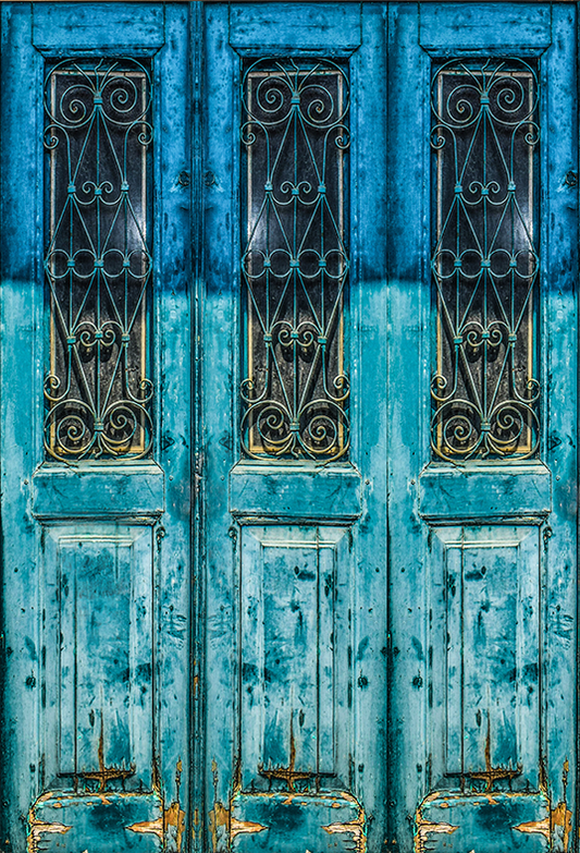 Toile de fond de porte bleue patinée antique pour photo SBH0438