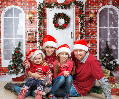 Toile de fond de photo de brique rouge joyeux Noël pour la photographie