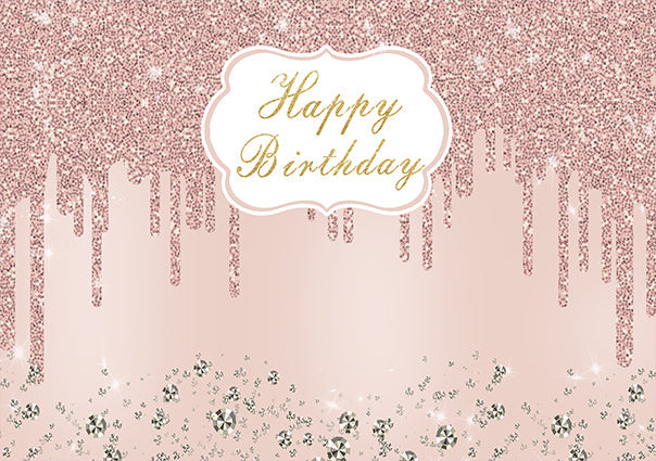 Toile de fond rose de décoration en cristal pour la fête de joyeux anniversaire